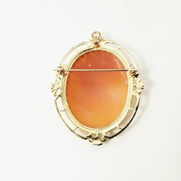 Vintage 14 Karat Yellow Gold Cameo Brooch/Pendant #11637 - Picture 5 of 7